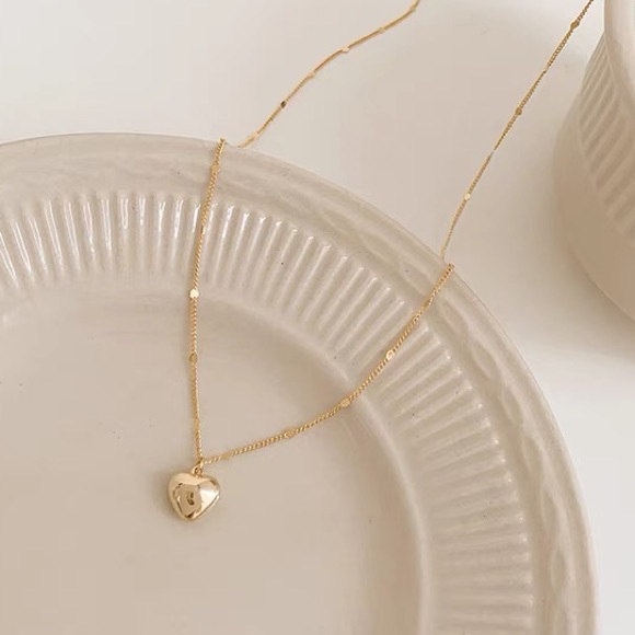 Vermeil Gold heart charm necklace sterling silver gold plated - Picture 5 of 12